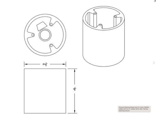 Chrome Steering Wheel Hub For Volvo VN/VNL (1996-2017) & VT (2006-2010) With Tilt/Tele Steering Column