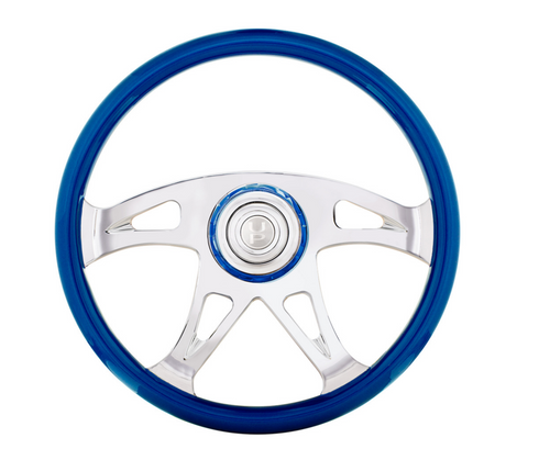 18" Boss Steering Wheel With Color Matching Horn Bezel - Electric Blue