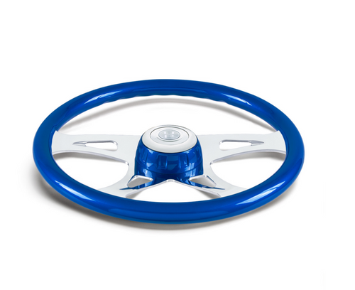 18" Boss Steering Wheel With Color Matching Horn Bezel - Electric Blue