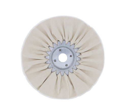 6" White Treated Airway Buff - 5/8" & 1/2" Arbor