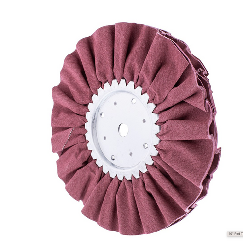 10" Red Treated Airway Buff - 5/8" & 1/2" Arbor