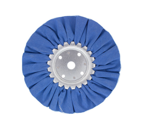6" Blue Treated Airway Buff - 5/8" & 1/2" Arbor