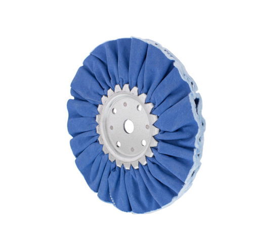 6" Blue Treated Airway Buff - 5/8" & 1/2" Arbor