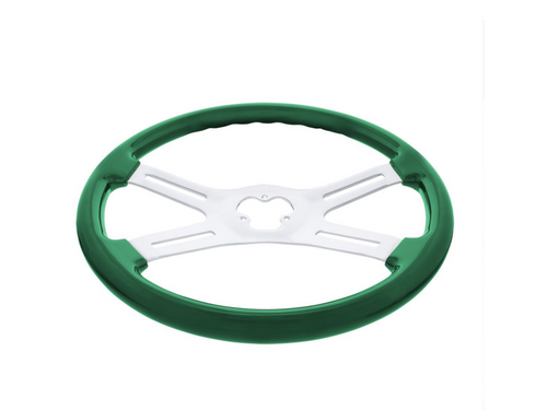 18" Vibrant Color 4 Spoke Steering Wheel - Emerald Green