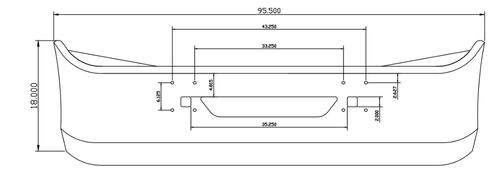 18” Chrome Bumper (International 9200 & 9400 Years 1997 & Newer) Aero, W/ Bolt Holes, Tow & Fog Light Holes 7 Gauge