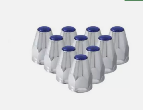 3 1/4" Classic Chrome Plastic 33mm Lug Nut Cover with Reflector Blue 10 PCS