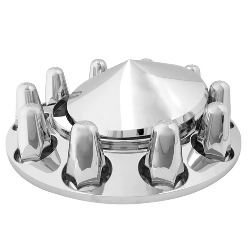 Chrome Plastic ABS Front Axle Cover with Removable Cone Hub Cap Push In