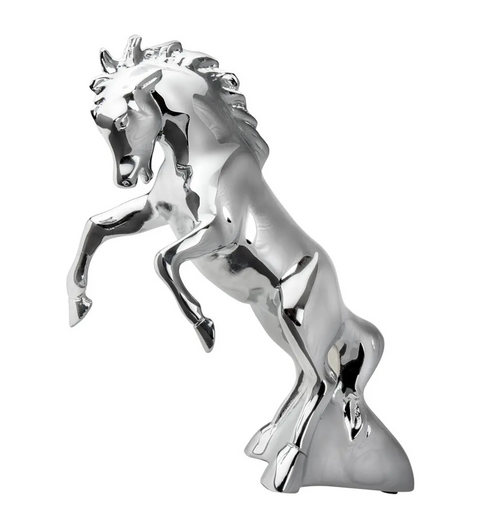 Chrome Fighting Stallion Hood Ornament