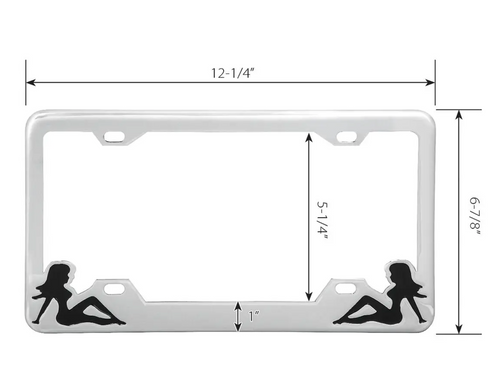 Chrome License Plate Frame with Nudes