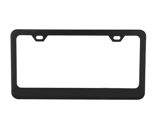 Plain 2-Hole License Plate Frame with Thick Bottom Semi-Gloss Black