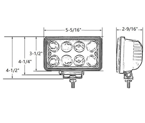 8 High Power LED Rectangular Work Light With Projector Lens  12-24V