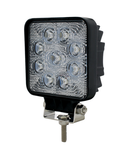 9 High Power LED 4-1/4" Square "Competition Series" Work Light - Flood 12-24V