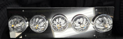 Red Stainless Peterbilt 379/378 - Sleeper Dome Light Bracket (5) Watermelon light holes