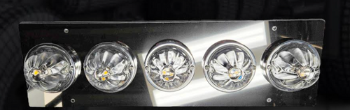 Red Stainless Peterbilt 379/378 - Sleeper Dome Light Bracket (5) Watermelon light holes