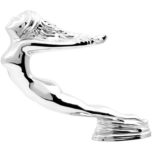 Chrome Flying Lady with Oval Base Hood Ornament