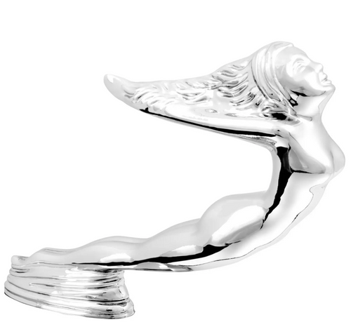 Chrome Flying Lady with Oval Base Hood Ornament