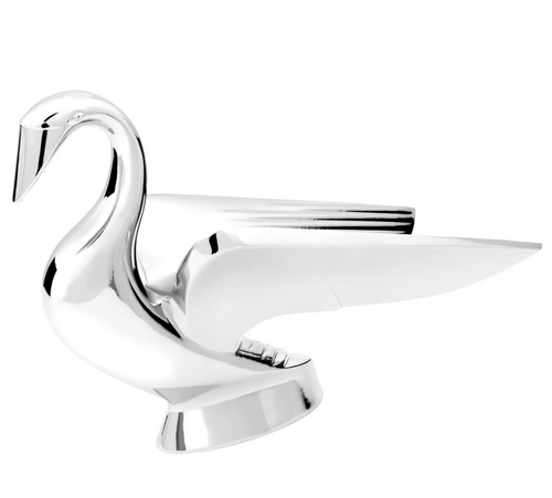  Chrome Deluxe Swan with Wonderwing Hood Ornament 