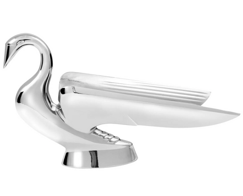  Chrome Deluxe Swan with Wonderwing Hood Ornament 