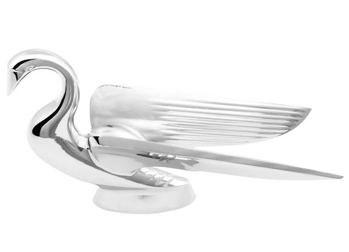  Chrome Deluxe Swan with Wonderwing Hood Ornament 