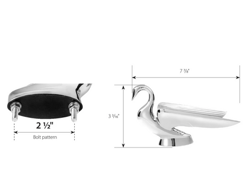  Chrome Deluxe Swan with Wonderwing Hood Ornament 