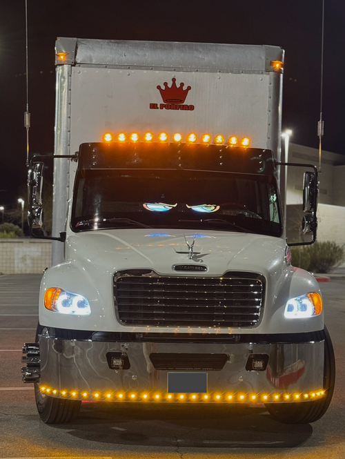 18" Chrome Bumper Fits International Set Back Axle Model 4300, 4400, 8600 Step and Tow holes (With 25 3/4" Ligth Hole)