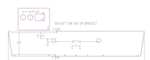 20” Chrome Bumper (Peterbilt 386) Back Axle Tow Only With Tag And 2 4" Rounds In Each Bracket With Mounting For Grommet