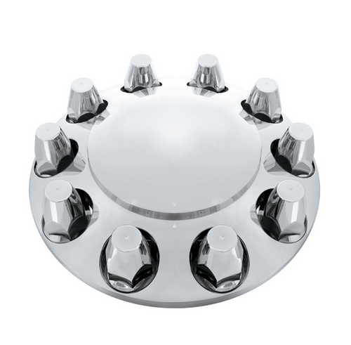 Dome Front Axle Cover With 33mm Standard Style Push-On Nut Covers - Chrome