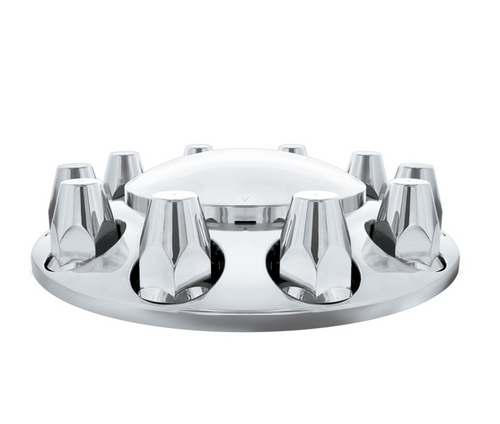 Dome Front Axle Cover With 33mm Standard Style Push-On Nut Covers - Chrome