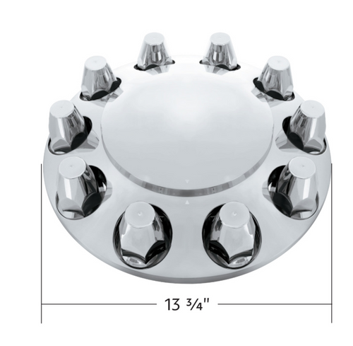 Dome Front Axle Cover With 33mm Standard Style Push-On Nut Covers - Chrome