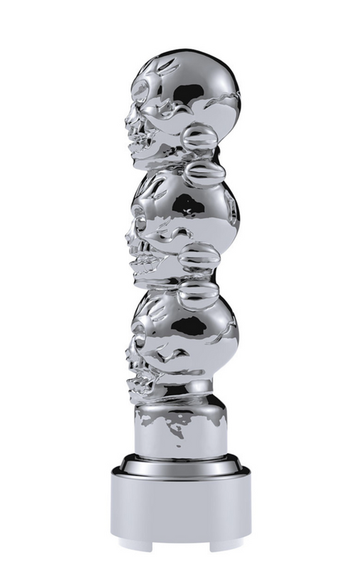 Thread-On 3-Skulls Gearshift Knob With Adapter For Eaton-Fuller 9/10 Speed Shifter-Chrome