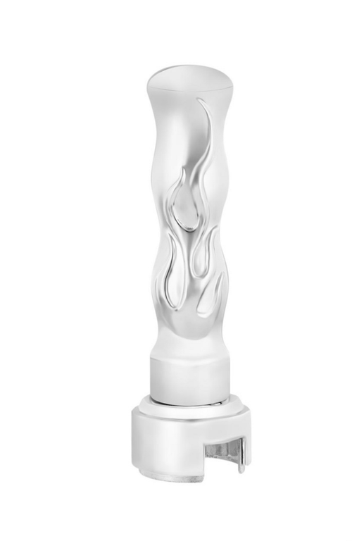 Thread-On Flame Gearshift Knob With Adapter For Eaton Fuller 13/15/18 Speed - Chrome