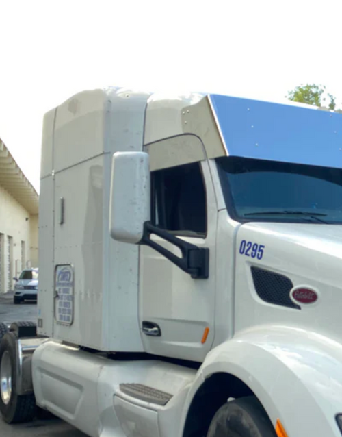 20" S.S V Style Visor With 6 Hidden Light Holes, Fits Peterbilt 579 Mid & High Roof