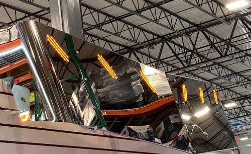 20" S.S V Style Visor With 6 Hidden Light Holes, Fits Peterbilt 579 Mid & High Roof