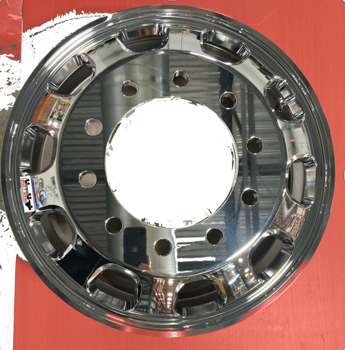 Aluminum Wheel, 22.5 X 8.25 10 Holes, 10HH, Trapezodial, Polished Both Sides