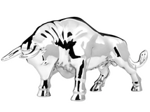 Fighting Bull Hood Ornament Chrome 6-5/16" L x 1-13/16" W x 2-3/4" H