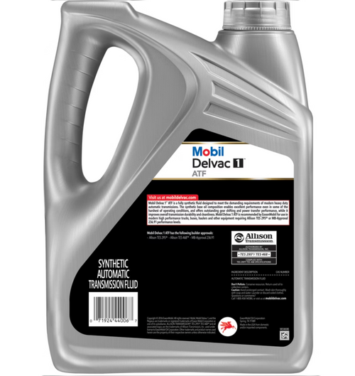 Mobil Oil, 1 Gal,  Automatic Transmission Fluid (ATF), Allison TES 295/T468 Approved