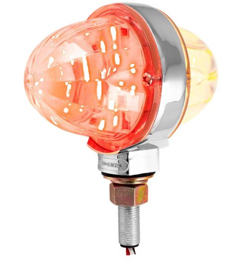 3" Watermelon Double Face High Power LED Pedestal Light Amber Clear/Red Clear