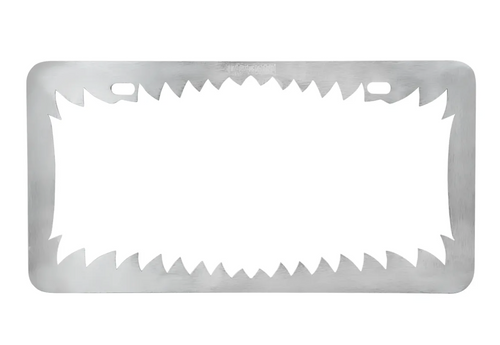 Shark Teeth License Plate Frame 	Chrome Die Cast