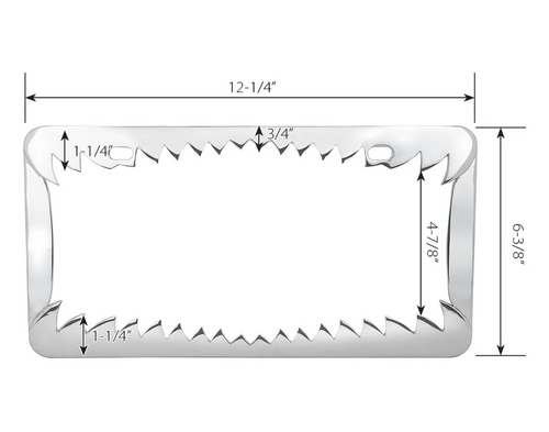 Shark Teeth License Plate Frame 	Chrome Die Cast