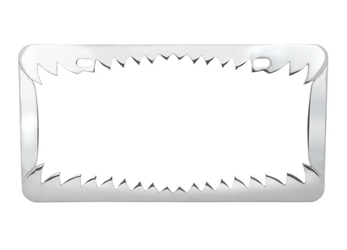 Shark Teeth License Plate Frame 	Chrome Die Cast