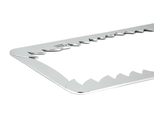 Shark Teeth License Plate Frame 	Chrome Die Cast