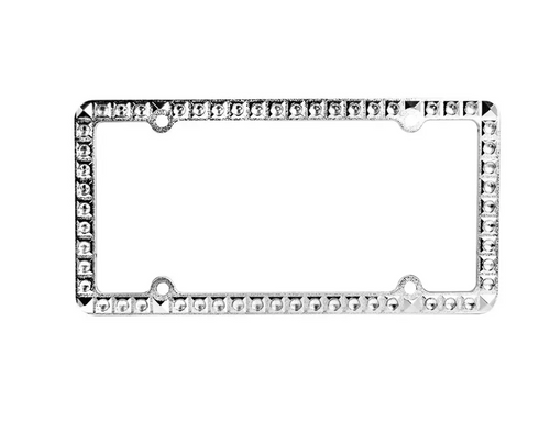 License Plate Chrome Plated Frame with Crystal Jewels