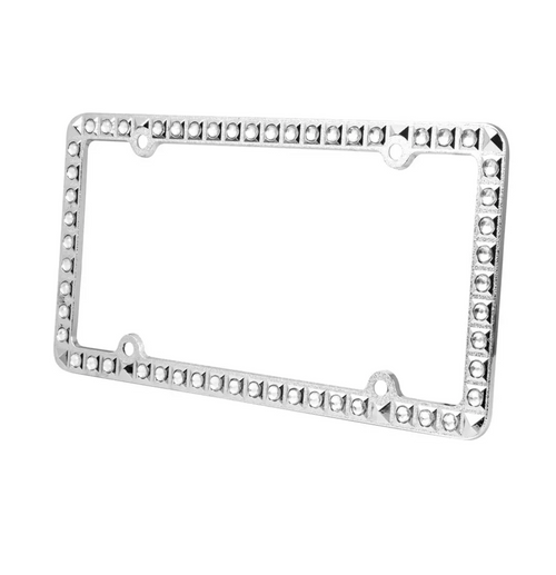 License Plate Chrome Plated Frame with Crystal Jewels