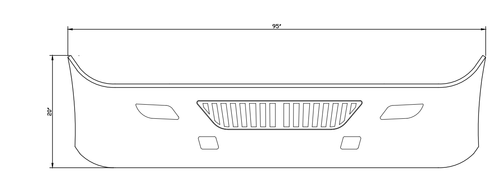 20" Chrome Bumper (International Prostar) W/ Air Vent And Tow Holes ( No Top Filler)