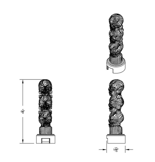 Thread-On 3-Skull Gearshift Knob With Adapter For Eaton-Fuller 13/15/18 Speed Shifter- Chrome