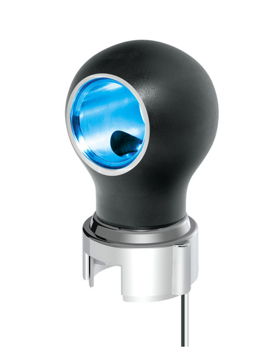 Thread-On Matte Black Charlotte Style Gearshift Knob With LED 13/15/18 Speed Adapter-Blue LED