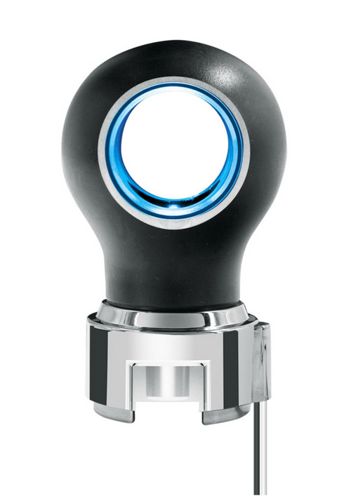 Thread-On Matte Black Charlotte Style Gearshift Knob With LED 13/15/18 Speed Adapter-Blue LED