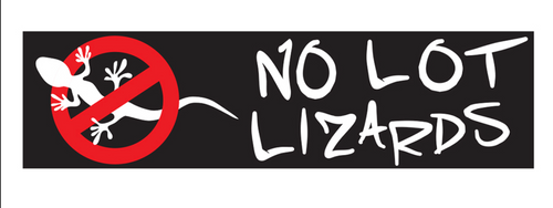 No Lot Lizards Decal, 2.75″ X 10.25″