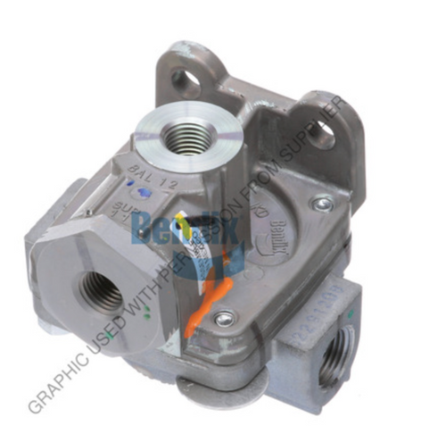 Bendix, QR-1C Quick Release Valve, 1/4" NPT Supply, 3/8" NPT Delivery (2), 1/4" NPT Balance