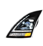 Blackout Full LED Headlight With Switchable Sequential Turn Signal. 2018-2024 Volvo VNL-Driver